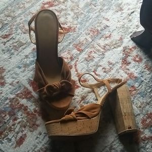 Michael kors suede chunky heels